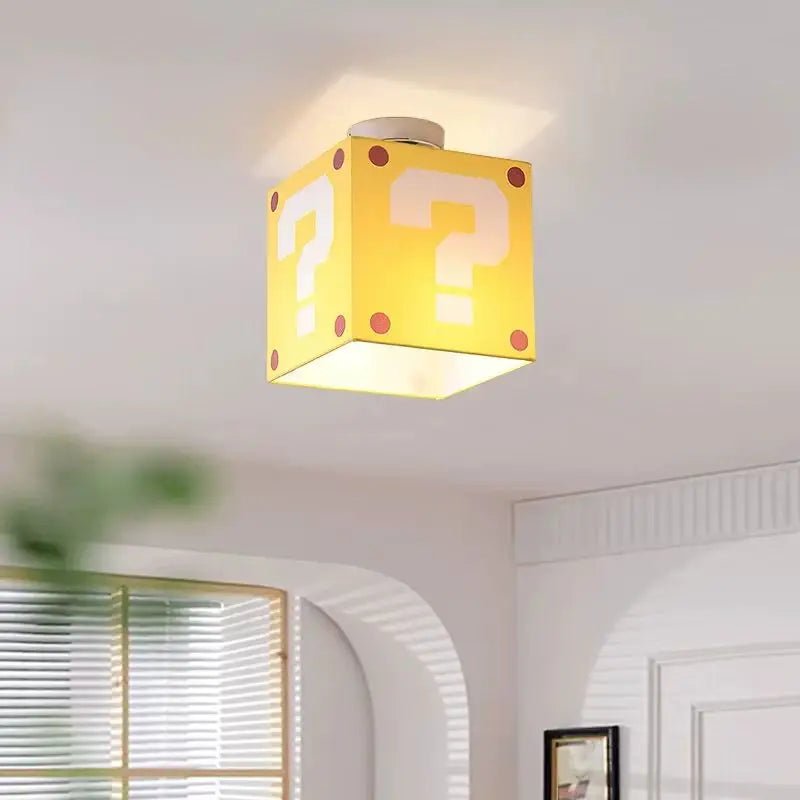 Lampe Enfant Plafonnier Jaune Créatif en Tissu Lin, Lumière Chaude - Luminous Place