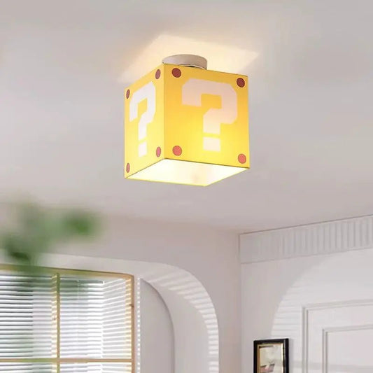 Lampe Enfant Plafonnier Jaune Créatif en Tissu Lin, Lumière Chaude - Luminous Place