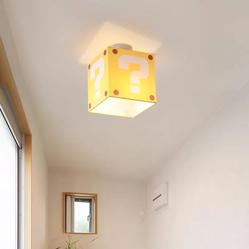 Lampe Enfant Plafonnier Jaune Créatif en Tissu Lin, Lumière Chaude - Luminous Place