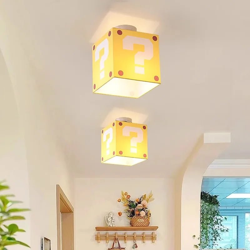 Lampe Enfant Plafonnier Jaune Créatif en Tissu Lin, Lumière Chaude - Luminous Place