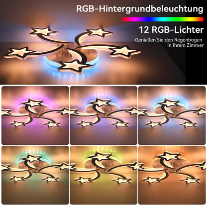 Lampe Enfant Plafonnier LED 54W Étoile Dimmable avec Lumière RVB - Luminous Place