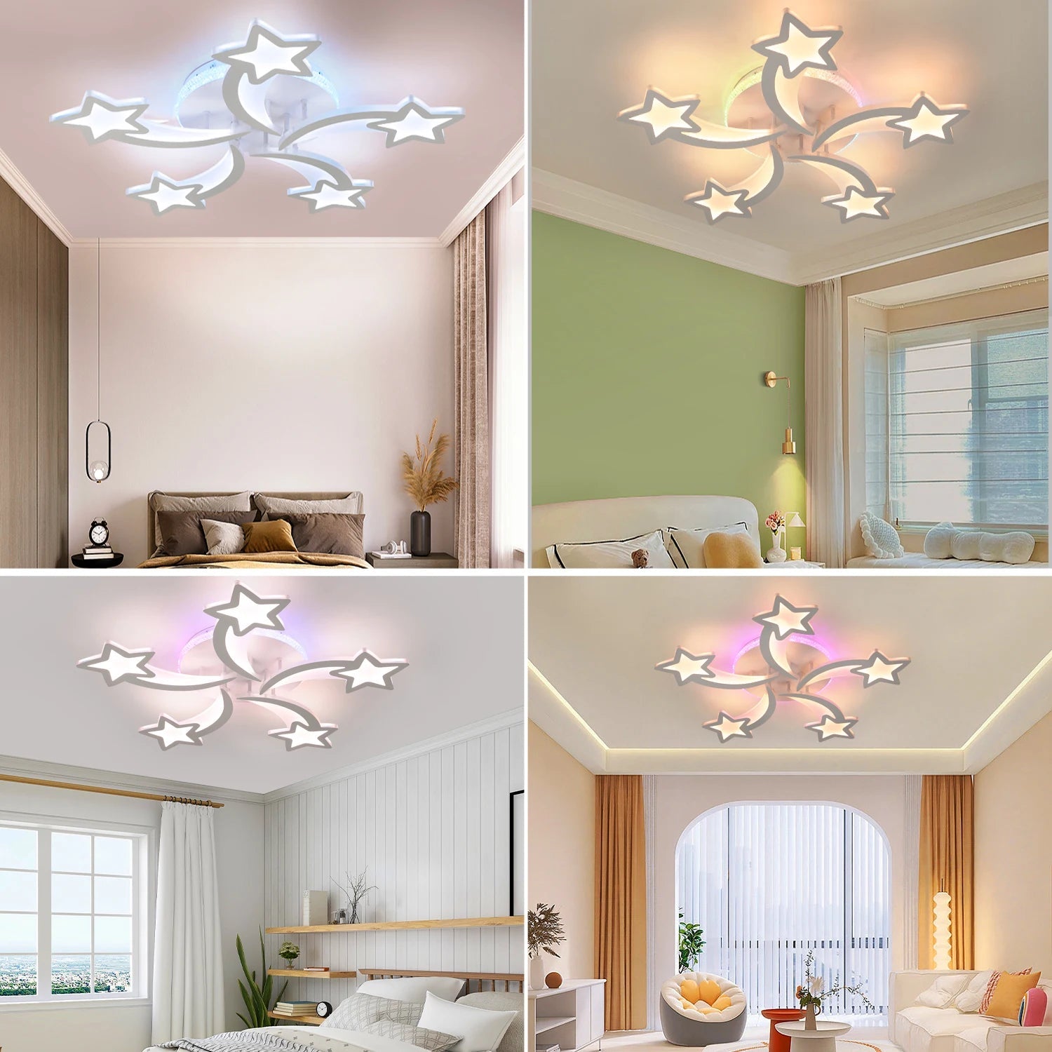 Lampe Enfant Plafonnier LED 54W Étoile Dimmable avec Lumière RVB - Luminous Place