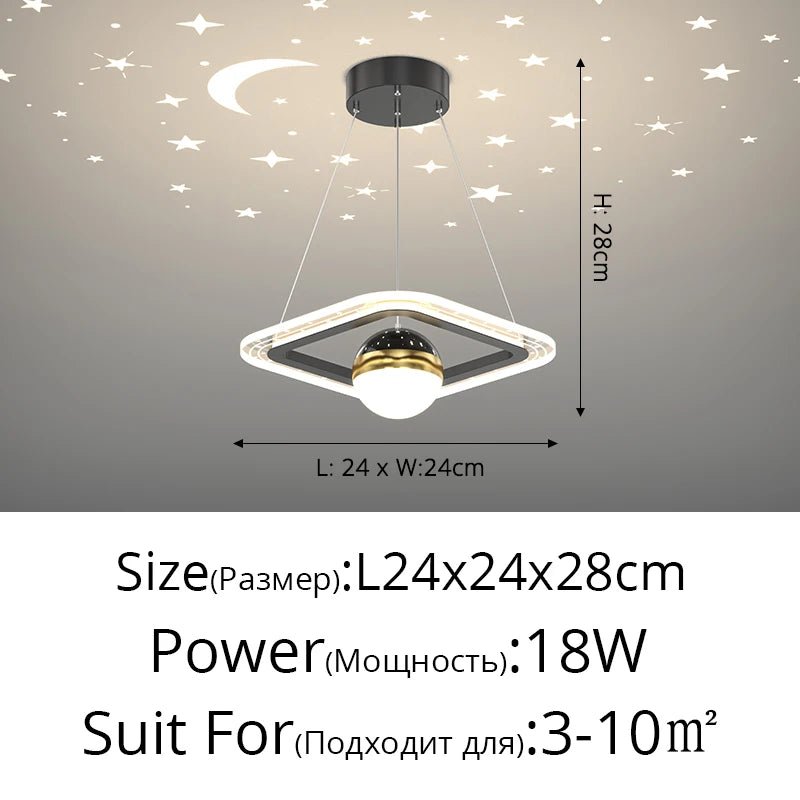 Lampe Enfant Plafonnier LED Acrylique avec Boules de Verre et Projection d'Étoiles - Luminous Place