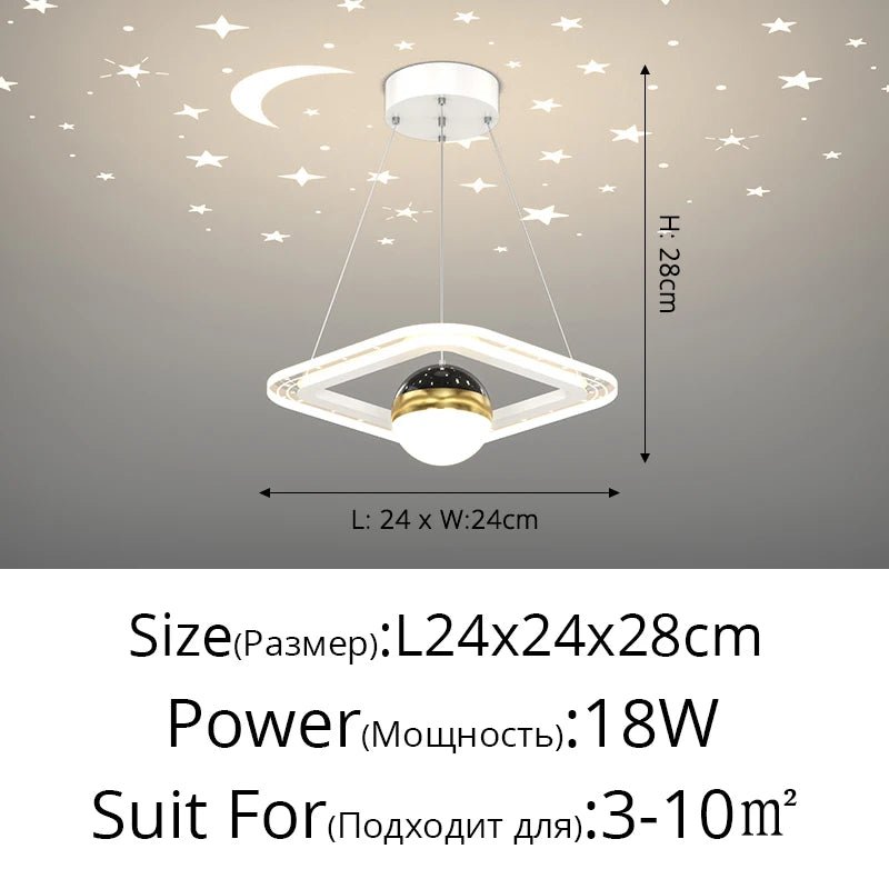 Lampe Enfant Plafonnier LED Acrylique avec Boules de Verre et Projection d'Étoiles - Luminous Place