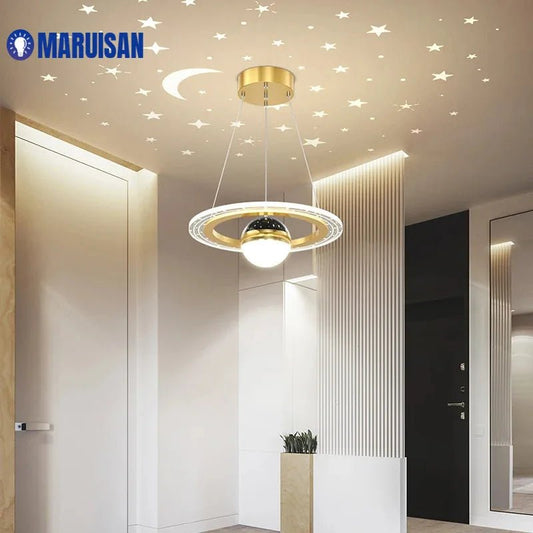 Lampe Enfant Plafonnier LED Acrylique avec Boules de Verre et Projection d'Étoiles - Luminous Place