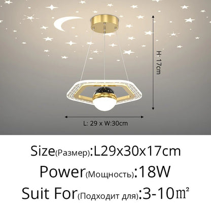 Lampe Enfant Plafonnier LED Acrylique avec Boules de Verre et Projection d'Étoiles - Luminous Place