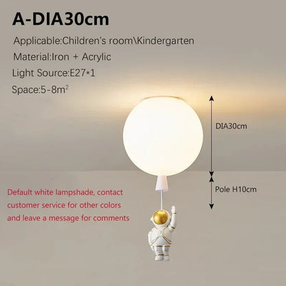 Lampe Enfant Plafonnier LED Ballon Astronome Design Nordique Lumière Chaude - Luminous Place