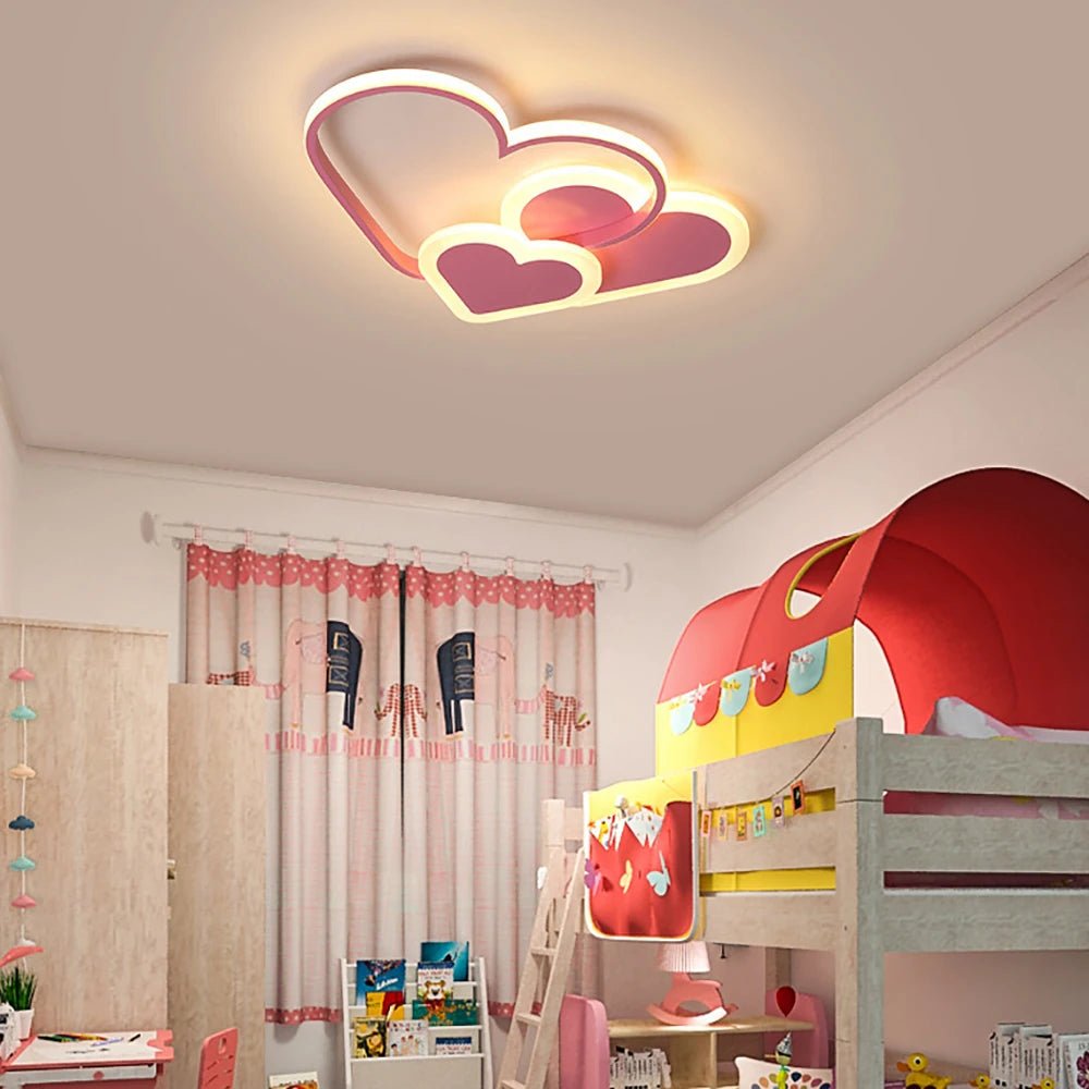 Lampe Enfant Plafonnier LED Coeur Rose 36W, Ambiance Chaleureuse - Luminous Place