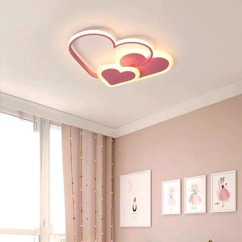 Lampe Enfant Plafonnier LED Coeur Rose 36W, Ambiance Chaleureuse - Luminous Place
