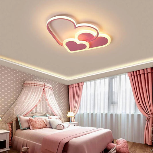 Lampe Enfant Plafonnier LED Coeur Rose 36W, Ambiance Chaleureuse - Luminous Place