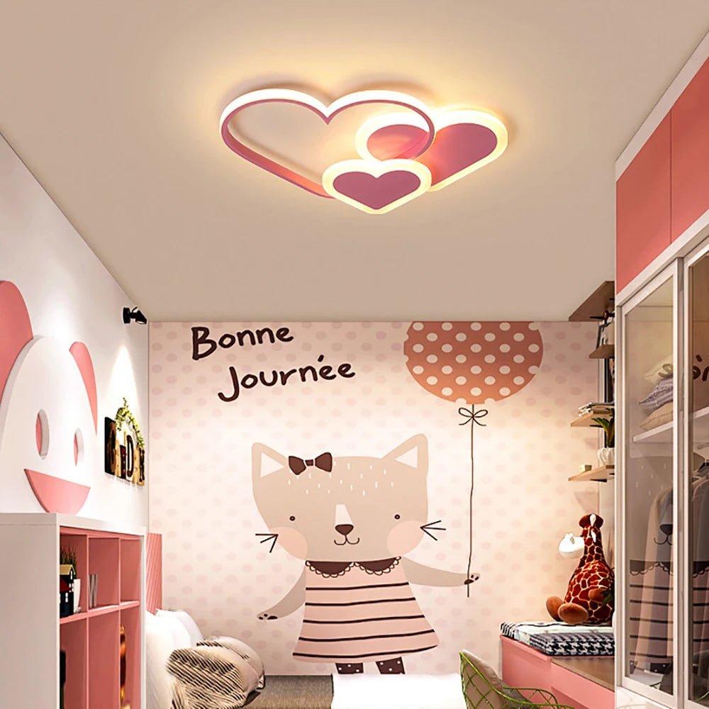 Lampe Enfant Plafonnier LED Coeur Rose 36W, Ambiance Chaleureuse - Luminous Place