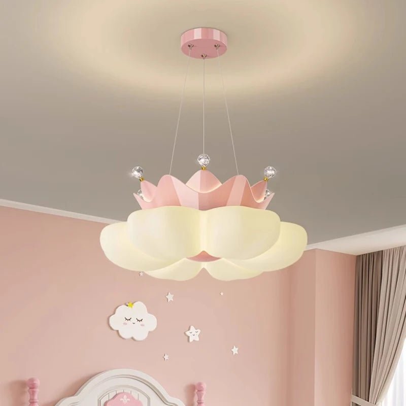 Lampe Enfant Plafonnier LED Couronne Pétale Blanc Rose Lumière Chaude - Luminous Place