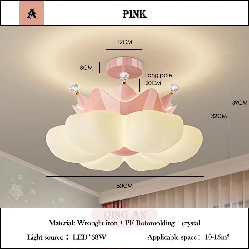 Lampe Enfant Plafonnier LED Couronne Pétale Blanc Rose Lumière Chaude - Luminous Place