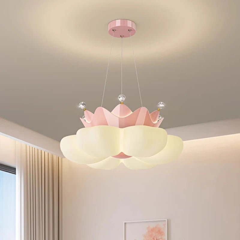 Lampe Enfant Plafonnier LED Couronne Pétale Blanc Rose Lumière Chaude - Luminous Place