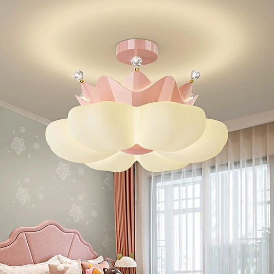 Lampe Enfant Plafonnier LED Couronne Pétale Blanc Rose Lumière Chaude - Luminous Place