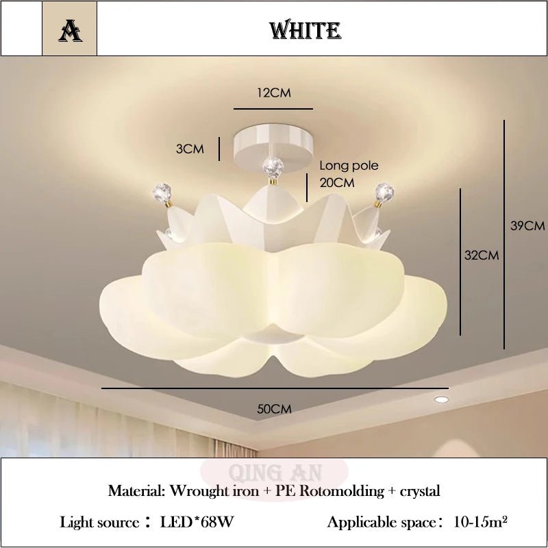 Lampe Enfant Plafonnier LED Couronne Pétale Blanc Rose Lumière Chaude - Luminous Place