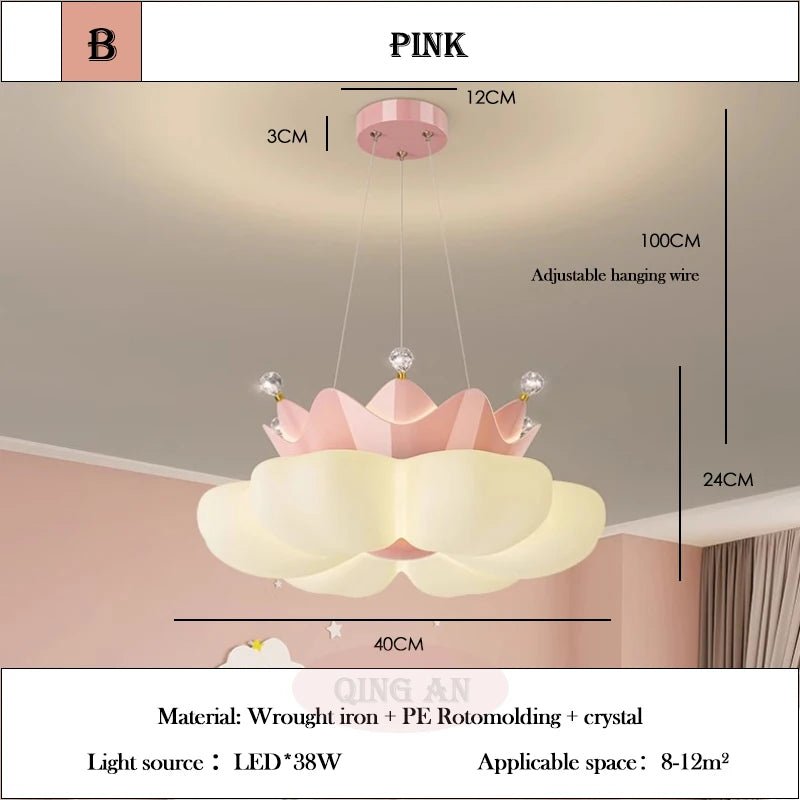 Lampe Enfant Plafonnier LED Couronne Pétale Blanc Rose Lumière Chaude - Luminous Place
