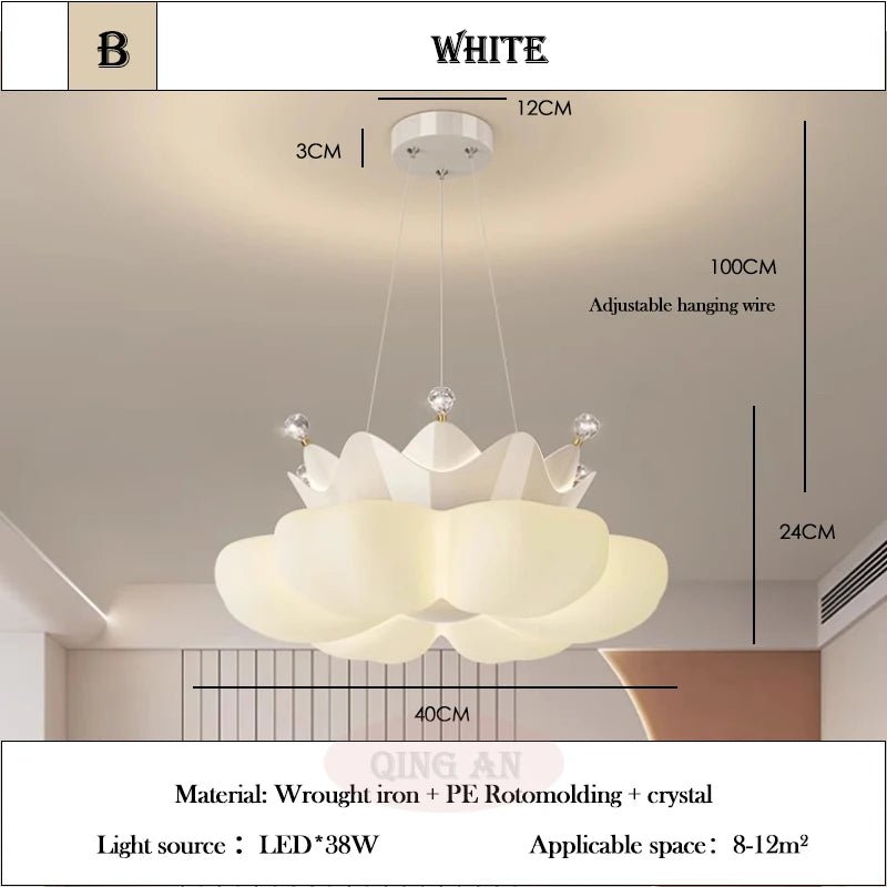 Lampe Enfant Plafonnier LED Couronne Pétale Blanc Rose Lumière Chaude - Luminous Place