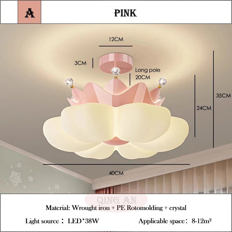 Lampe Enfant Plafonnier LED Couronne Pétale Blanc Rose Lumière Chaude - Luminous Place