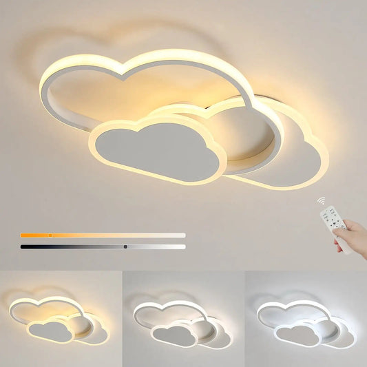 Lampe Enfant Plafonnier LED Nuage 32W Dimmable Télécommande 3000 - 6500K - Luminous Place