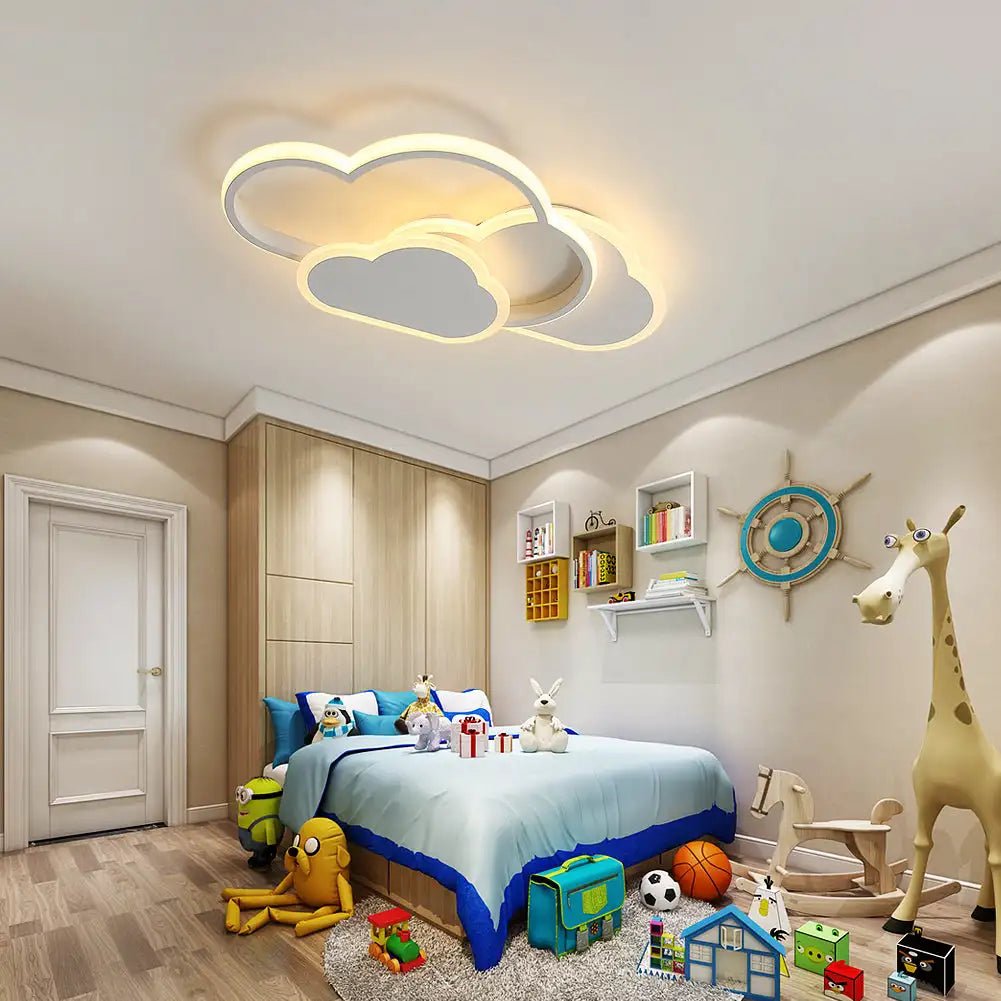 Lampe Enfant Plafonnier LED Nuage 32W Dimmable Télécommande 3000 - 6500K - Luminous Place