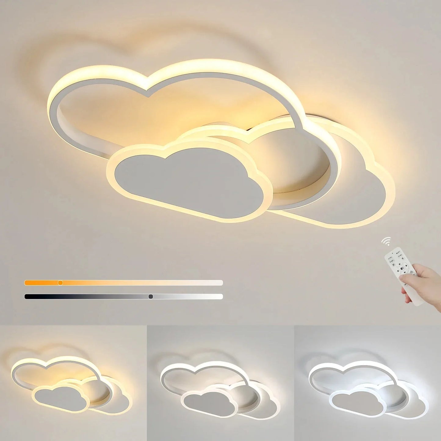 Lampe Enfant Plafonnier LED Nuage 32W Dimmable Télécommande 3000 - 6500K - Luminous Place