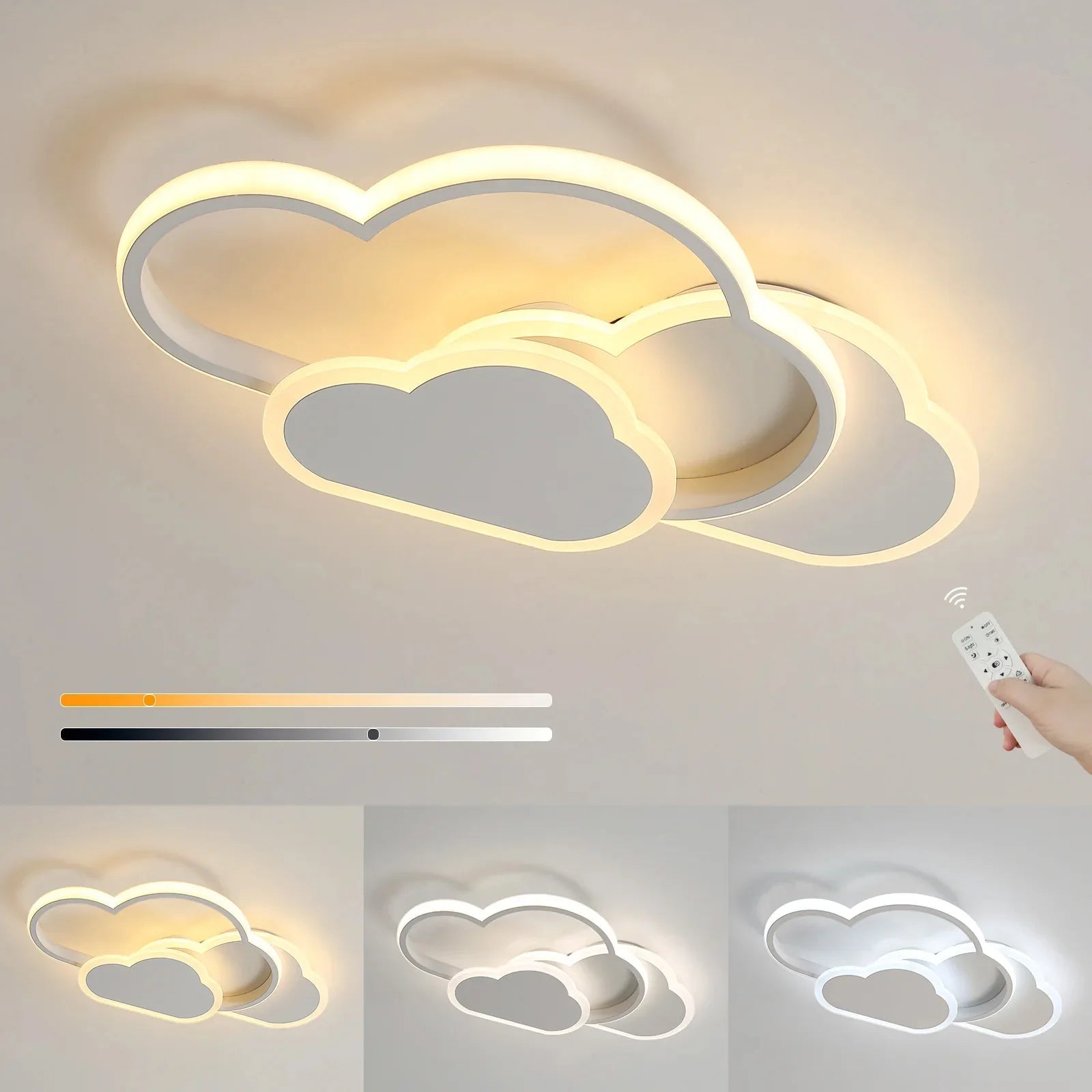 Lampe Enfant Plafonnier LED Nuage 32W Dimmable Télécommande 3000 - 6500K - Luminous Place
