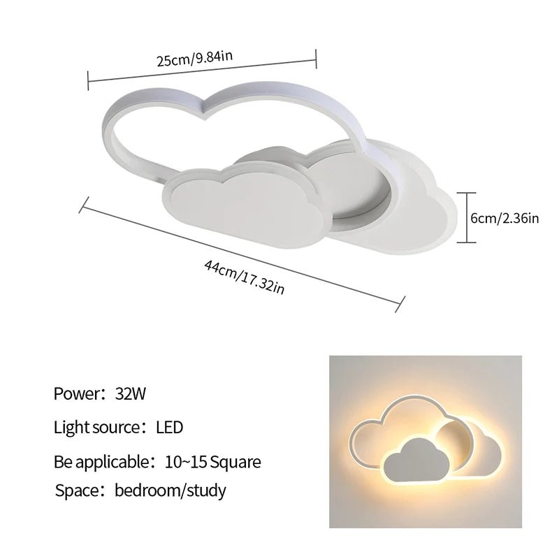 Lampe Enfant Plafonnier LED Nuage 32W Dimmable Télécommande 3000 - 6500K - Luminous Place