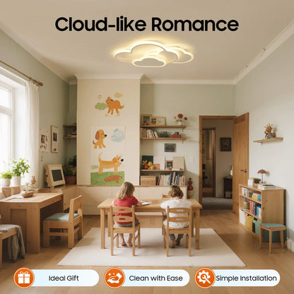 Lampe Enfant Plafonnier LED Nuage en Acrylique 3 Couleurs 52x31 cm - Luminous Place