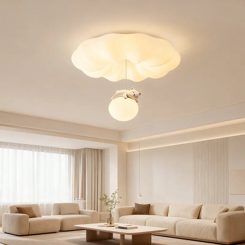 Lampe Enfant Plafonnier LED Ours Design Nordique Crème, Ambiance Chaleureuse - Luminous Place