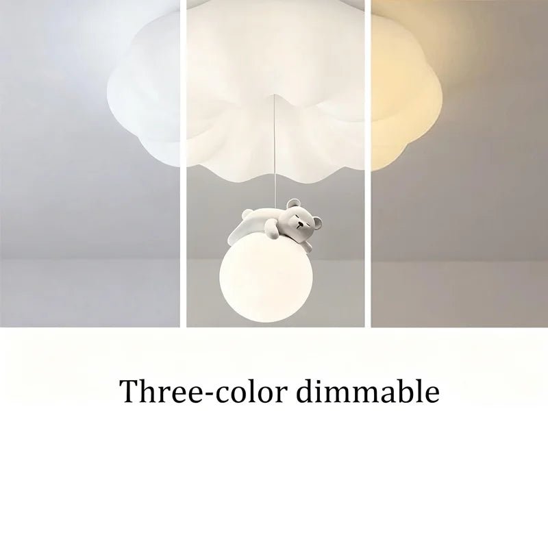 Lampe Enfant Plafonnier LED Ours Design Nordique Crème, Ambiance Chaleureuse - Luminous Place