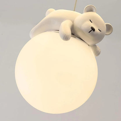 Lampe Enfant Plafonnier LED Ours Design Nordique Crème, Ambiance Chaleureuse - Luminous Place