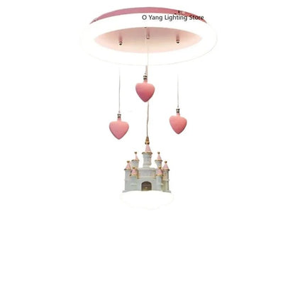 Lampe Enfant Plafonnier LED Télécommande Design Château Coeur Rose - Luminous Place