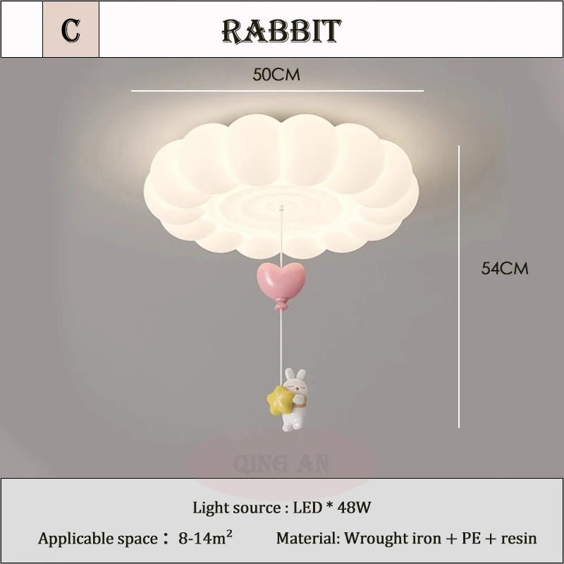Lampe Enfant Plafonnier Nuage Moderne en Fer Blanc, Lumière Chaude Cosy - Luminous Place
