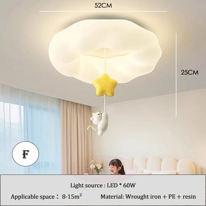 Lampe Enfant Plafonnier Nuage Moderne en Fer Blanc, Lumière Chaude Cosy - Luminous Place
