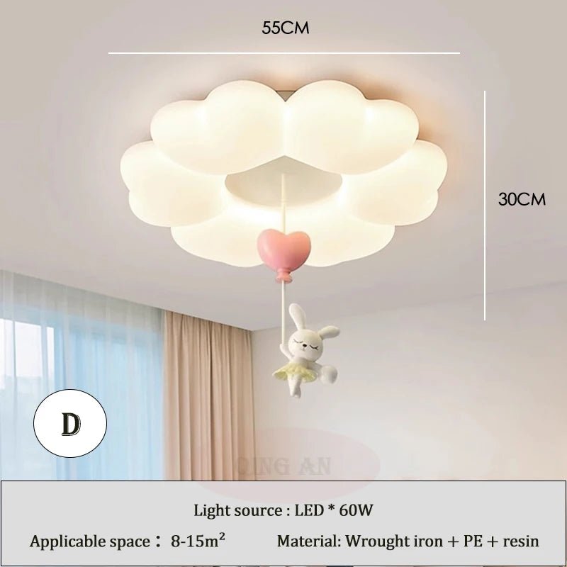 Lampe Enfant Plafonnier Nuage Moderne en Fer Blanc, Lumière Chaude Cosy - Luminous Place