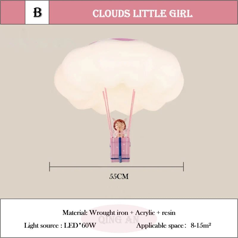 Lampe Enfant Plafonnier Nuage Rose LED Ambiance Chaude pour Chambre de Princesse - Luminous Place