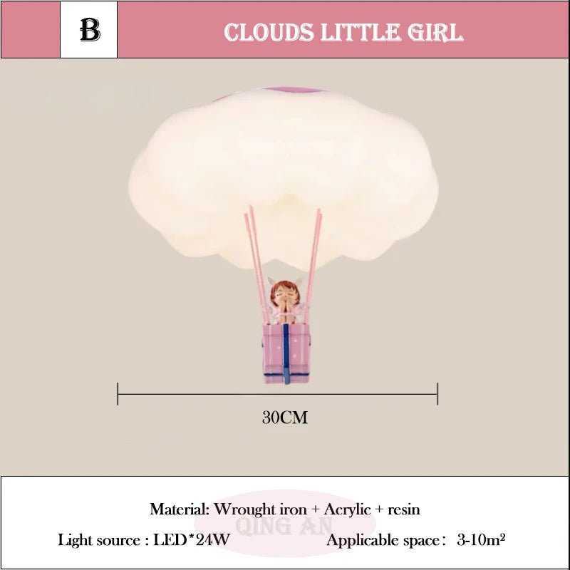 Lampe Enfant Plafonnier Nuage Rose LED Ambiance Chaude pour Chambre de Princesse - Luminous Place