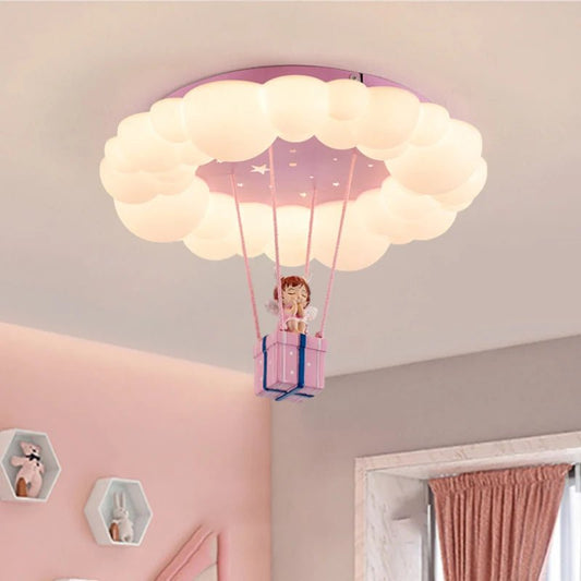 Lampe Enfant Plafonnier Nuage Rose LED Ambiance Chaude pour Chambre de Princesse - Luminous Place
