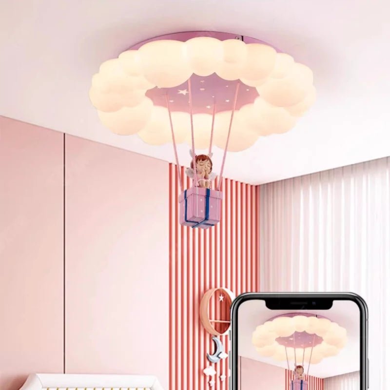 Lampe Enfant Plafonnier Nuage Rose LED Ambiance Chaude pour Chambre de Princesse - Luminous Place