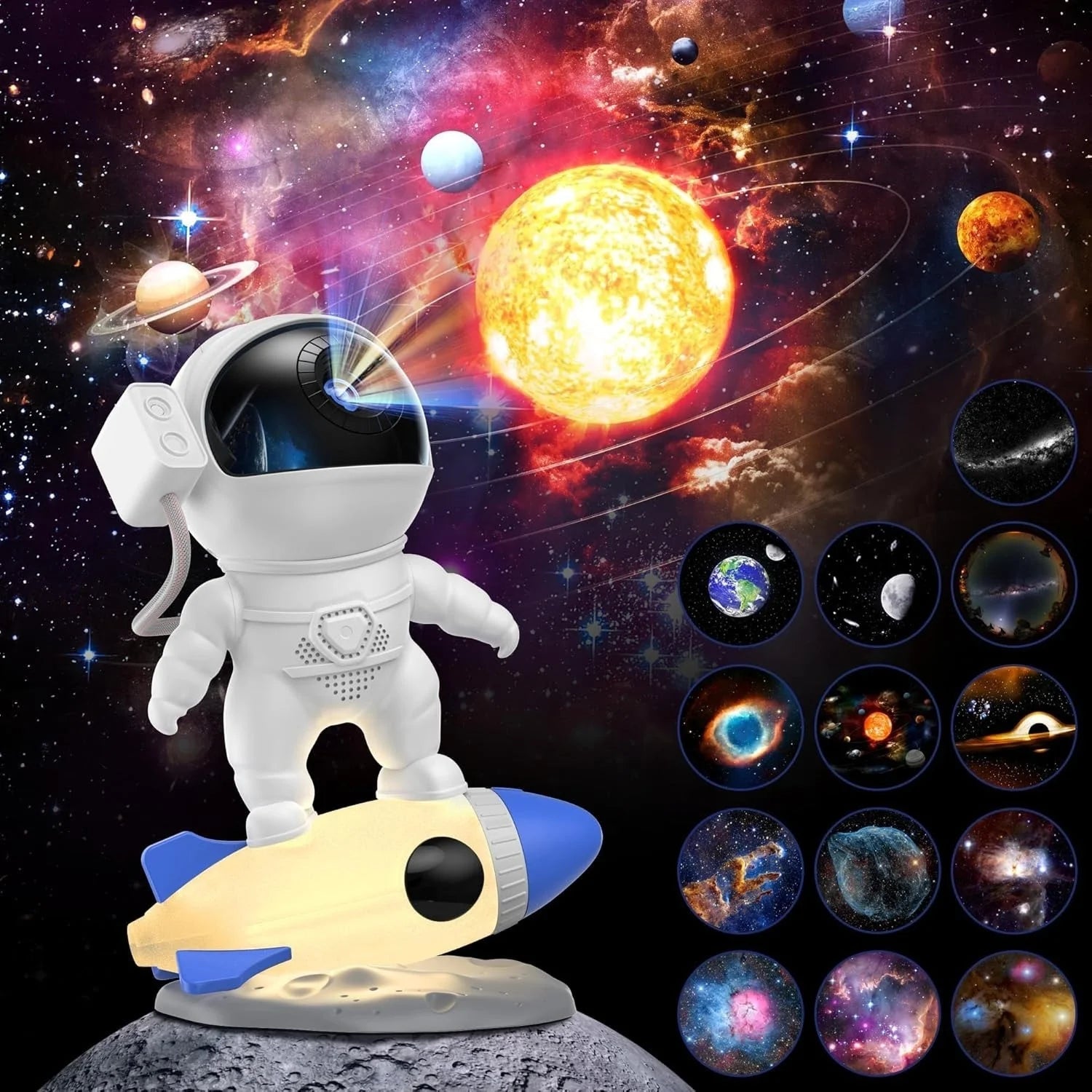 Lampe Enfant Projecteur Astronaute LED Ciel Étoilé Galaxie Ambiance Cosy - Luminous Place