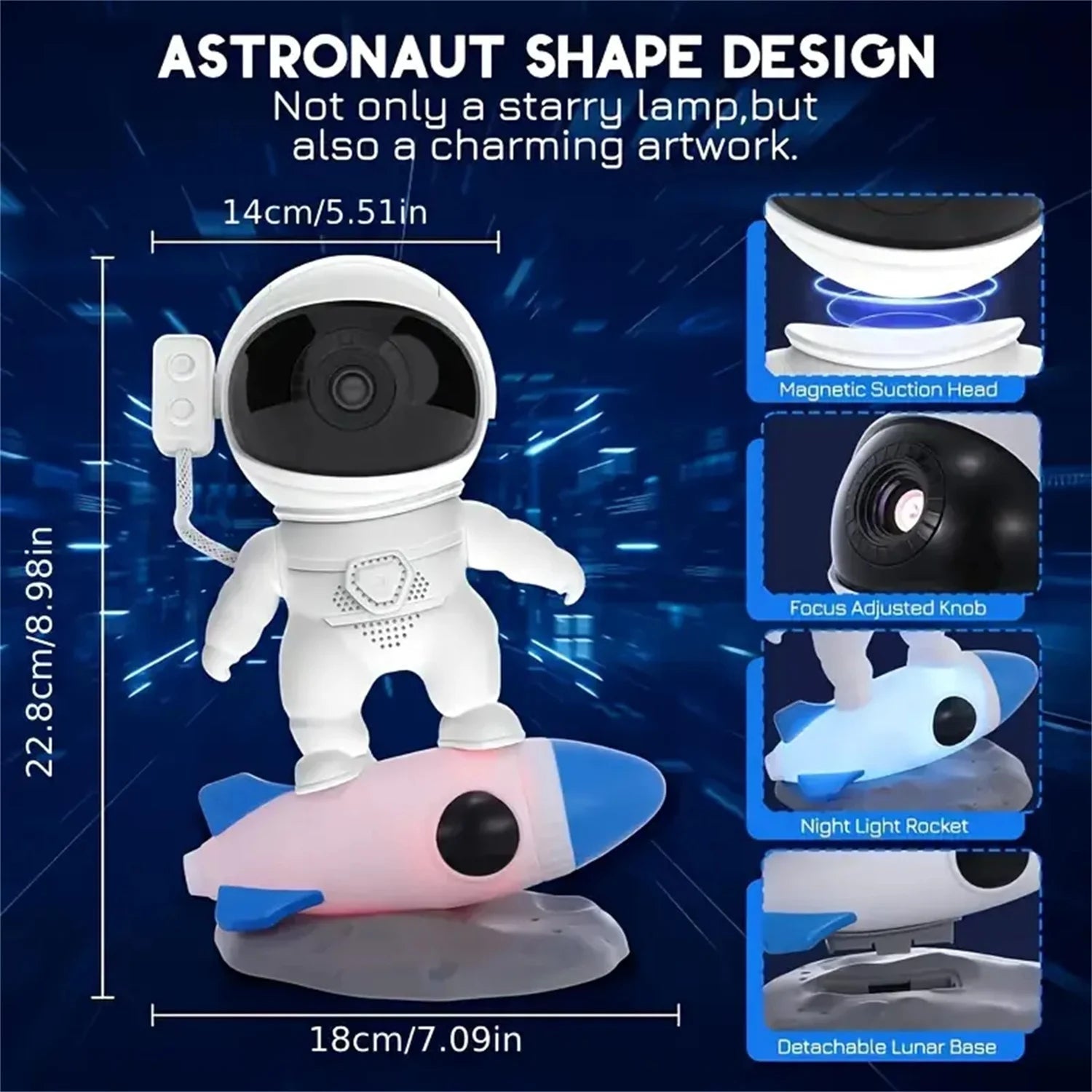 Lampe Enfant Projecteur Astronaute LED Ciel Étoilé Galaxie Ambiance Cosy - Luminous Place