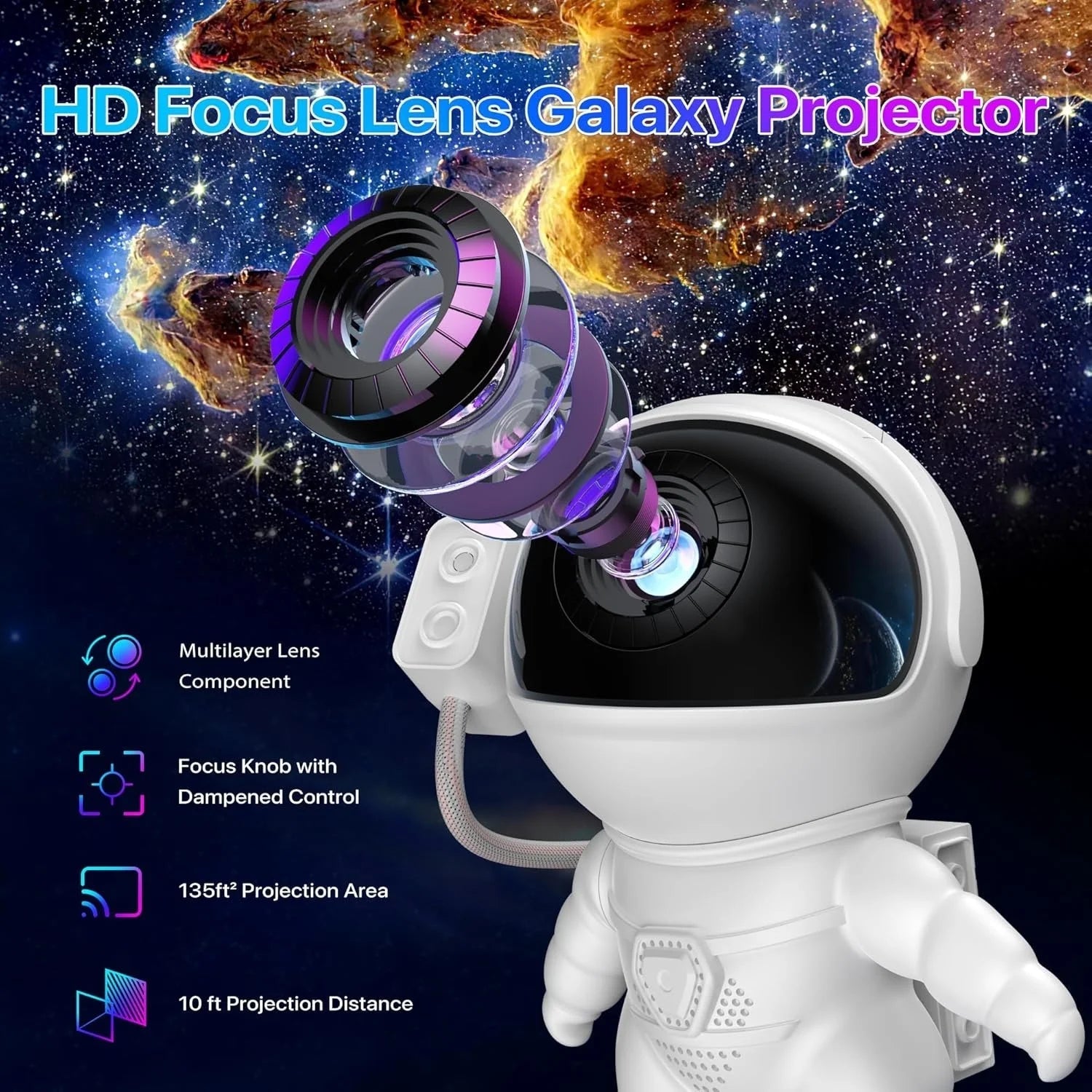 Lampe Enfant Projecteur Astronaute LED Ciel Étoilé Galaxie Ambiance Cosy - Luminous Place