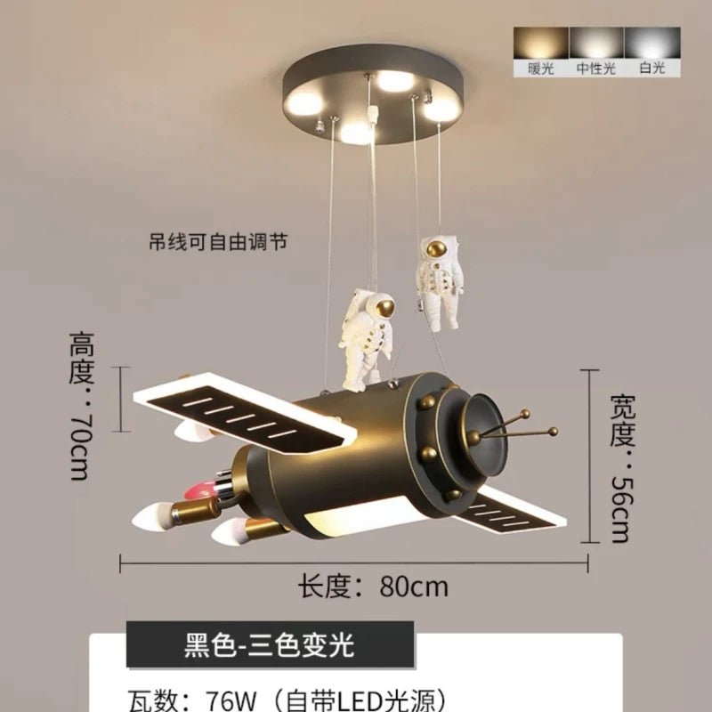 Lampe Enfant suspendue design nordique vaisseau spatial en métal, lumière douce non éblouissante - Luminous Place
