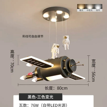 Lampe Enfant suspendue design nordique vaisseau spatial en métal, lumière douce non éblouissante - Luminous Place