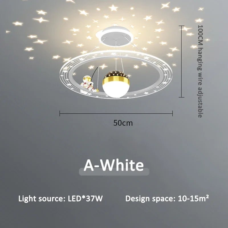 Lampe Enfant Suspension Astronaute LED Dimmable Ambiance Ciel Étoilé - Luminous Place
