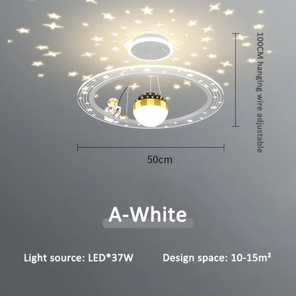 Lampe Enfant Suspension Astronaute LED Dimmable Ambiance Ciel Étoilé - Luminous Place