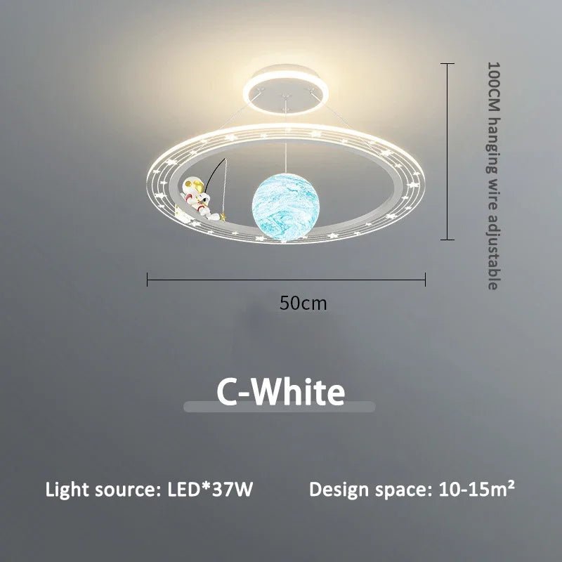 Lampe Enfant Suspension Astronaute LED Dimmable Ambiance Ciel Étoilé - Luminous Place