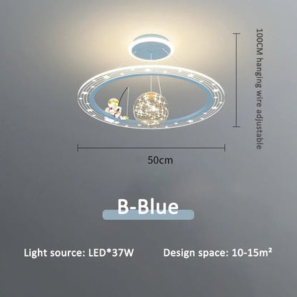 Lampe Enfant Suspension Astronaute LED Dimmable Ambiance Ciel Étoilé - Luminous Place