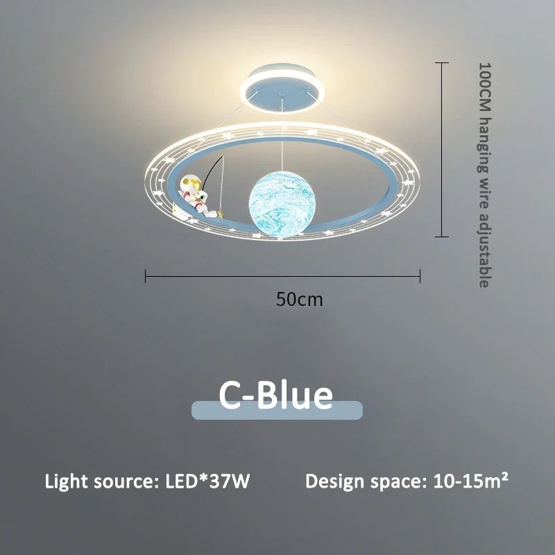 Lampe Enfant Suspension Astronaute LED Dimmable Ambiance Ciel Étoilé - Luminous Place